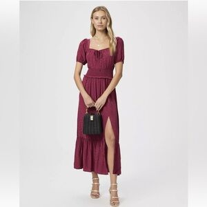 Perfect Datenight PAIGE Boho Burgundy Avonne Self-Tie 🎀 Dress  - Size S - NWT